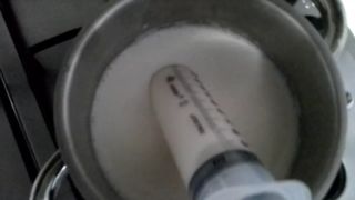 Hot milk enema before getting fucked