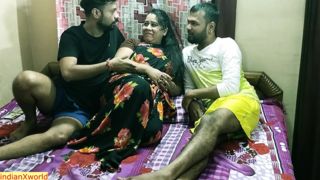 Amazing hot desi threesome sex! Hot milf bhabhi vs two devars