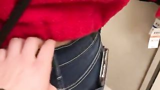 Tinder date sucks my dick in the mall dressing room.