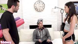 Trickery - Emily Willis rides a cock right in front of her boyfriend