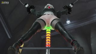 2B fucked in the ass by fucking machine