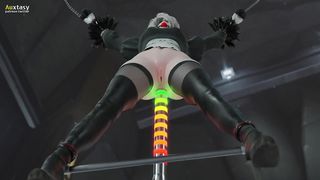 2B fucked in the ass by fucking machine