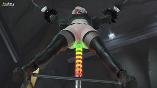 2B fucked in the ass by fucking machine