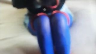 Laura wearing 8 inch heels and pantyhose is bound and throated in POV action