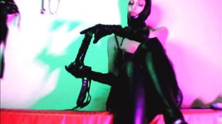 Eva Latex hot fetish mistress show toys for you horny milf leather ebony kink mask heels solo mature