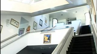 Two guys fuck a hot desired blonde chick on the white couch