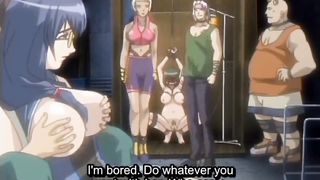 Femdom mistress enema, punch, stick and fuck tied slave girl