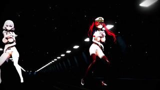 MMD R 18 honolulu and Sirius azur lane tandem for making your dick cry and soft 3D hentai