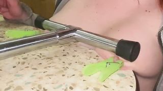 A new way for tits punishment makes me cum