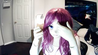 Miki & Celli Pt1! Kigurumi doll Miki shows you her zentai covered body! Under she is fully rubber!