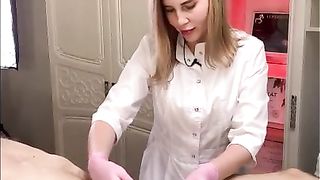 Guy cums while I shave his balls