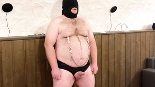 Female Domination. Ballbusting while he stands and endures submissively