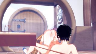 Sword Art Online Hentai - Asuna handjob and footjob to Kirito - Japanese Asian Manga Anime Film Game Porn