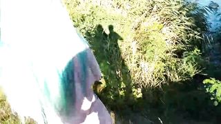 a slave by the river obediently gives herself to fuck