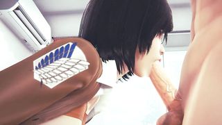 Shingeki No Kyojin Hentai - Mikasa sucking and anal with creampie - titans - Japanese Asian Manga Anime Film Game Porn