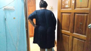 Wife fucked hard with dirty while sweeping in the room - POV