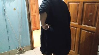Wife fucked hard with dirty while sweeping in the room - POV