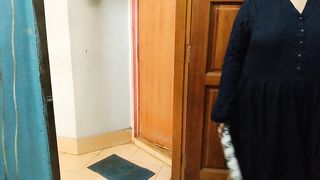 Wife fucked hard with dirty while sweeping in the room - POV