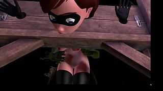 3D VR animation hentai video game Virt a Mate anime cartoon. A green orc with a hefty dick caught Elastica in a trap and fucked her in the elastic ass.