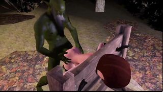 3D VR animation hentai video game Virt a Mate anime cartoon. A green orc with a hefty dick caught Elastica in a trap and fucked her in the elastic ass.