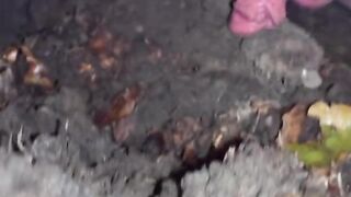 Dirty BDSM session naked in forest with meaty curtains