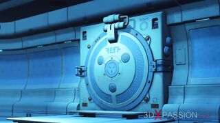 Sci-fi soldier fucks hard a hot woman with huge boobs in the lab