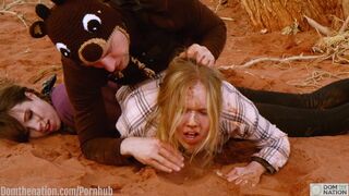 A rough ass fucking and kinky BDSM play session with 2 girls in the great outdoors