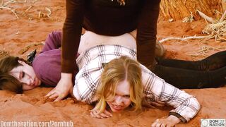 A rough ass fucking and kinky BDSM play session with 2 girls in the great outdoors