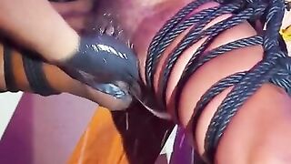 Black girl gets tied up and given multiple orgasms with so much squirting