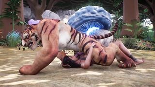 Huge Cock Furry Tiger Fucks Petite Brunette Yiff Hentai Animation
