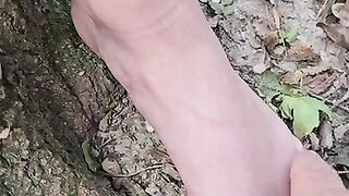 tied up alone in the cold forest and get fingered by a stranger