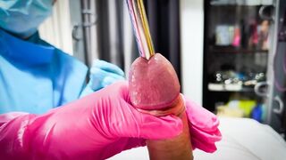 Mummified Slave gets CBT Sounding Treatment by 2 Asian Dominatrix