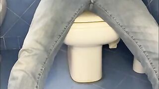 Tied up on wc daddy cum hands free with Lovense gush controlled toy