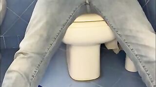 Tied up on wc daddy cum hands free with Lovense gush controlled toy