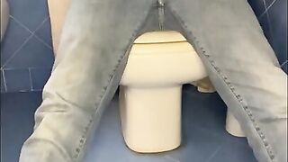 Tied up on wc daddy cum hands free with Lovense gush controlled toy