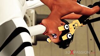 Extreme sex in restraints. Big tits beauty likes to be fucked hard