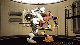 Extreme sex in restraints. Big tits beauty likes to be fucked hard