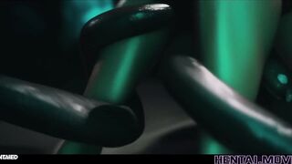 AI HENTAI - Alien Monster Ties Up And Fucks Ebony Teen - CUMFLATION