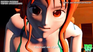 Nami teaches Luffy what sex feels like