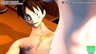 Nami teaches Luffy what sex feels like