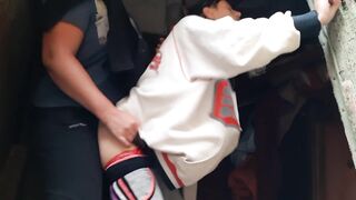 I fuck my girlfriend hard with a strapon and hold her by the hair in an abandoned house