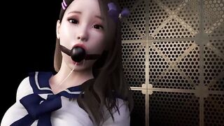 3D cosplay skinny wife have bdsm bandage sex