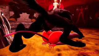 Infernal orgy between beings with big cocks, furries and sexy and horny succubus in Wild Life sex