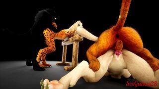 The furry girls have an interracial exchange with rough sex in Wild Life