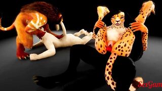 The furry girls have an interracial exchange with rough sex in Wild Life