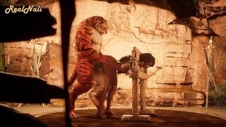 Cute Girl fucked by a Tiger | Big Cock Monster | 3D Porn Wild Life