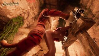 Cute Girl fucked by a Tiger | Big Cock Monster | 3D Porn Wild Life