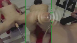 Submissive student slave is fucked by the fucking machine and squirts all over her