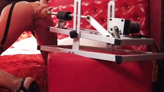 My Girl getting Anally Gaped by Huge Dildo and Sex Machine