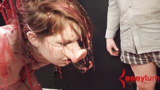 Bound suspended waxed anal fuck sub